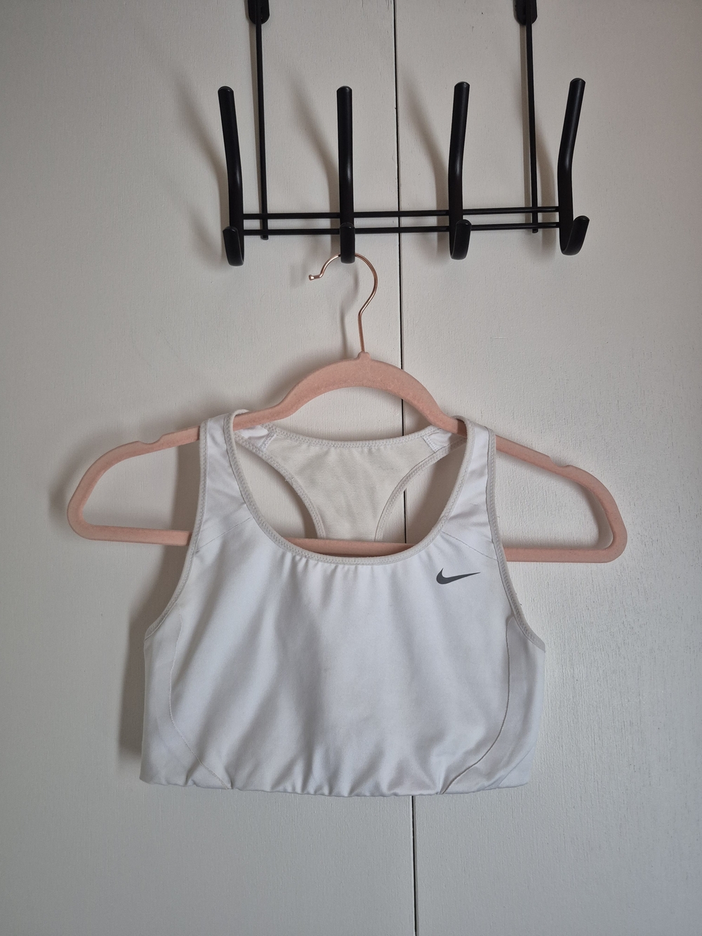 Nike White Racerback Sports Bra with Subtle Logo